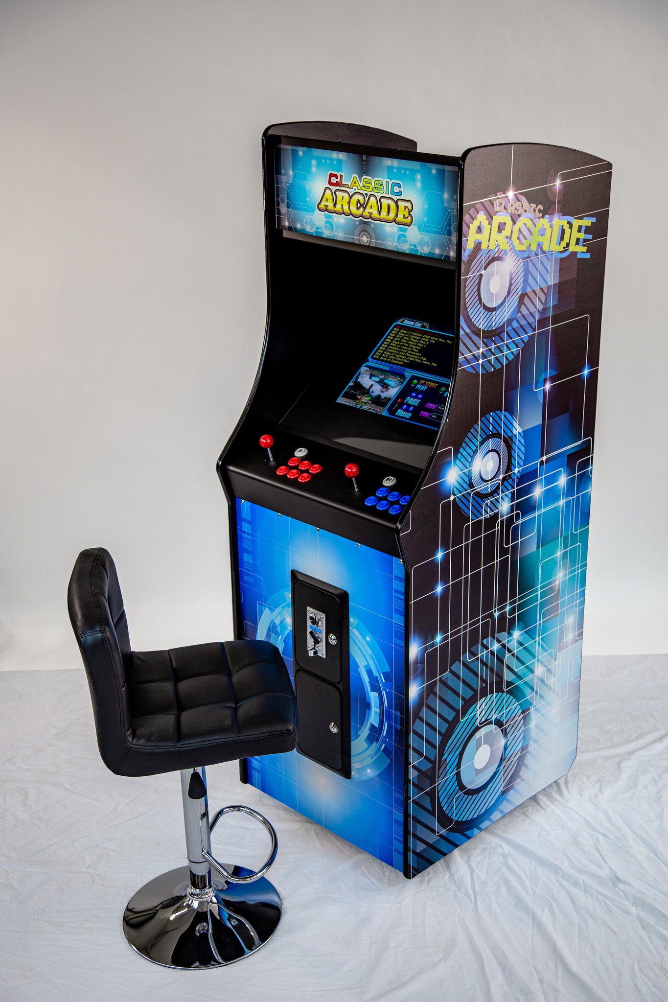 FULL-SIZED UPRIGHT ARCADE GAME FEATURING 60 CLASSIC GAMES